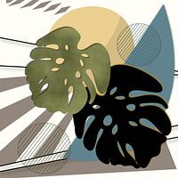 Modern abstract with monstera leaves
