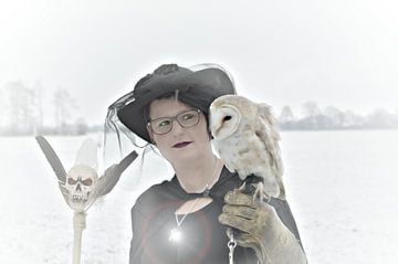 woman with owl