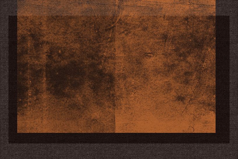 Moderne abstrakte minimalistische Kunst in Terrakotta und Braun auf Leinen. von Dina Dankers