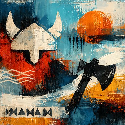 Casque viking à la lueur de l'orage