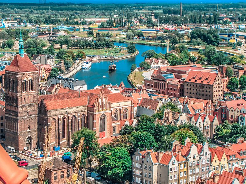 Vue de la cathédrale et le port de Gdansk, en Pologne par Rietje Bulthuis