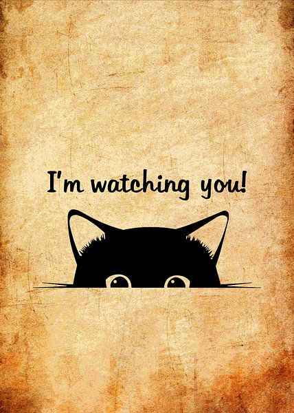 Cat i'm watching you by Pus Meong Art
