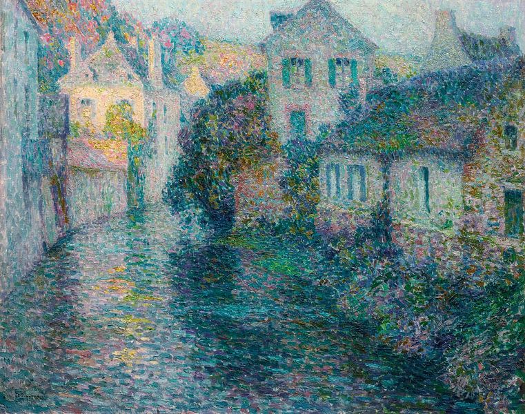 De oude huizen, Quimperlé, Henri Le Sidaner van Meesterlijcke Meesters