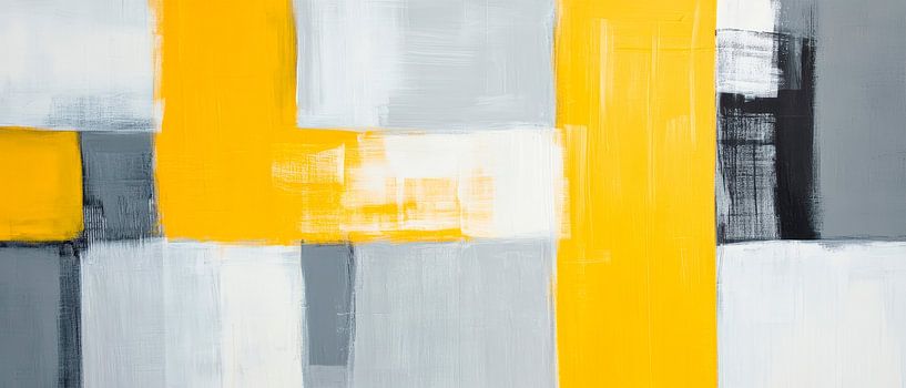 Abstrakte Komposition in Gelb und Grau von Poster Art Shop