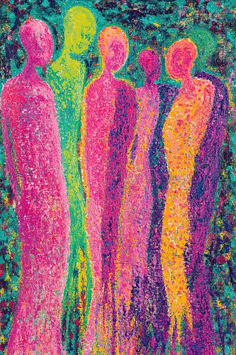 Groep Mensen in Kleuren van Kunst Kriebels