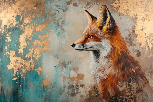 Vos met gouden achtergrond