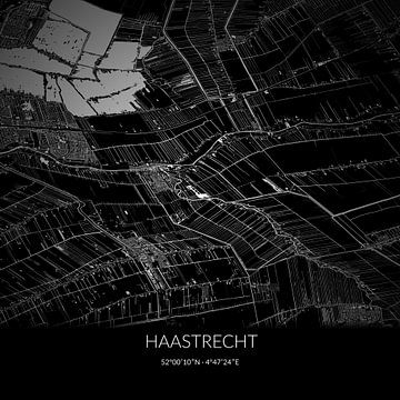 Carte en noir et blanc de Haastrecht, en Hollande méridionale. sur Rezona