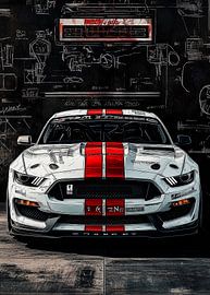 The Racing Mustang Sketch by John Dan