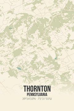 Vintage landkaart van Thornton (Pennsylvania), USA. van Rezona