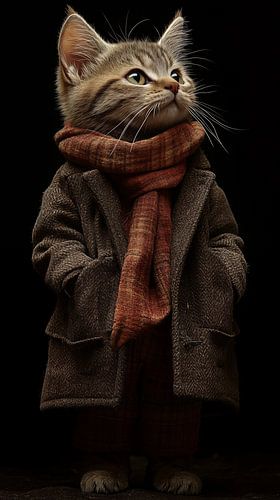 Portrait d'un homme à la mode et au chat