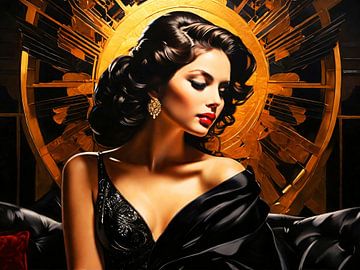 Young lady in black silk - Portrait by A.D. Digital ART