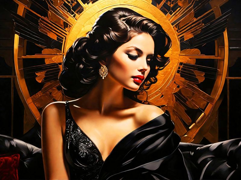 Young lady in black silk - Portrait by A.D. Digital ART