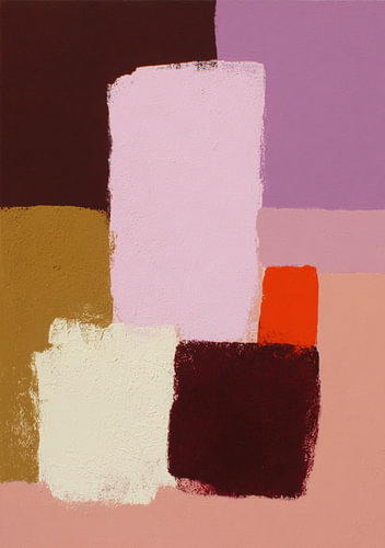 Abstract colour-block composition in pink and dark red