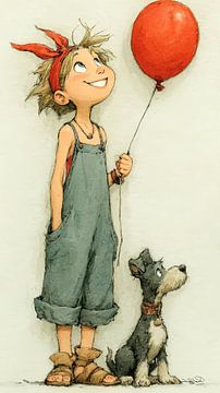 fille avec ballon sur Gelissen Artworks