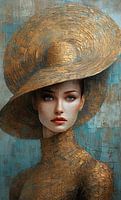 Portrait, femme avec chapeau
