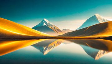 Landschap met meer en bergen van Mustafa Kurnaz