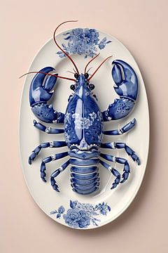 Lobster Luxe - Delft Blue lobster on an antique dish by Marianne Ottemann - OTTI