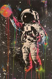 Astronaut trifft auf leuchtende Farben im Weltraum von Imperial Art House