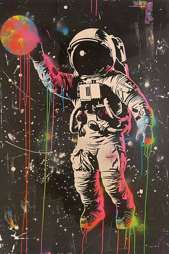 Astronaut Ontmoet Levendige Kleuren in de Ruimte