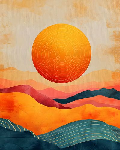 Soleil minimal dans les montagnes