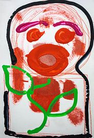 Selbstportrait mit Lorbeerzweig von Peter A. Brunner