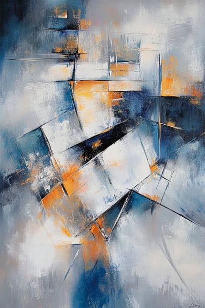 Composition abstraite en bleu et or par Poster Art Shop