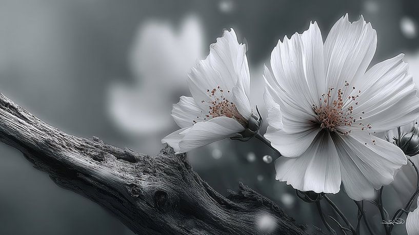 Treibholz mit Blumen von Gelissen Artworks