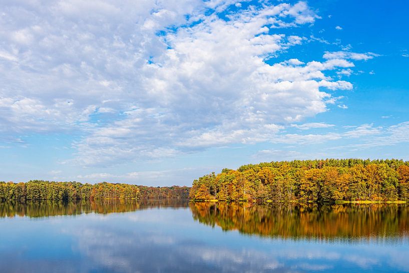 Vue sur le lac Schmaler Luzin et les Feldberge en automne par Rico Ködder