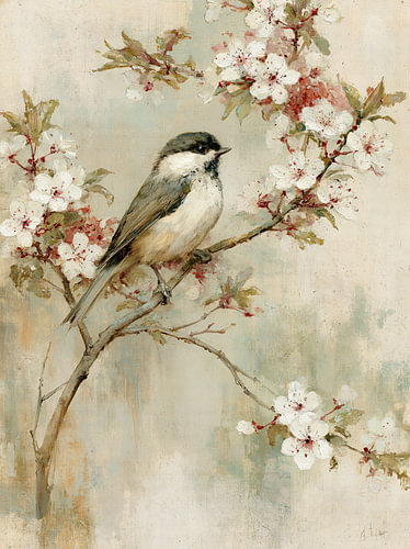 Douce mélodie parmi les branches en fleurs