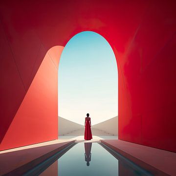 Symmetrical composition with woman by Harry Hadders