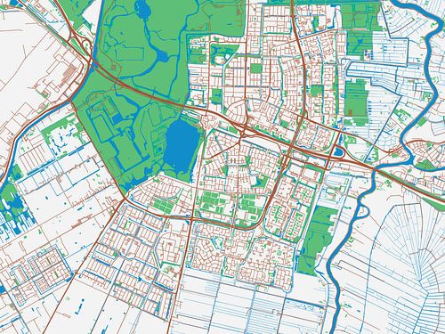 Map of Amstelveen in the style Urban Ivory