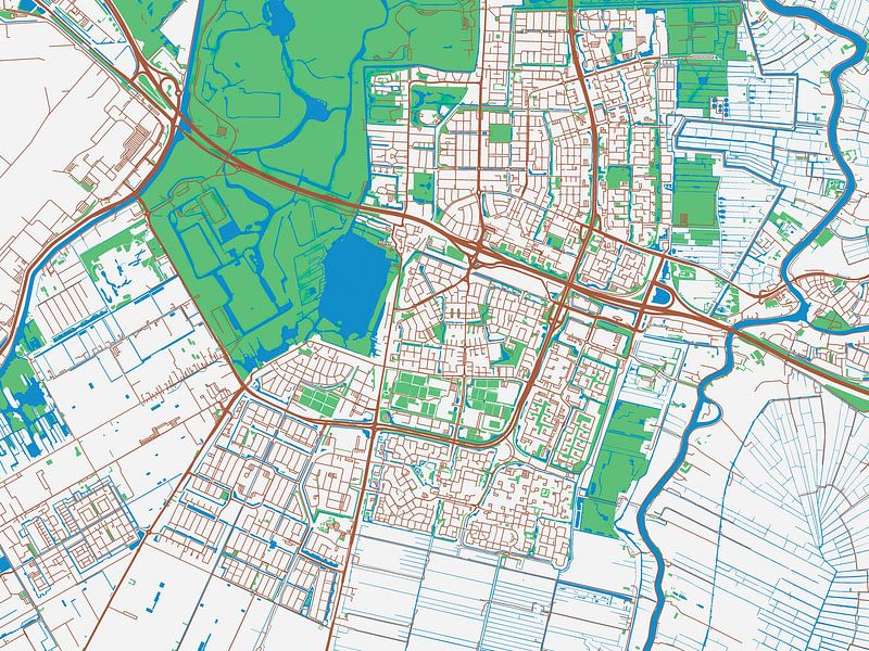Map of Amstelveen in the style Urban Ivory by De Kaartenwinkel