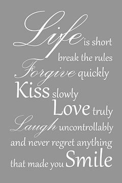 Tekst | Life is short | Grijs van Sandra Hazes