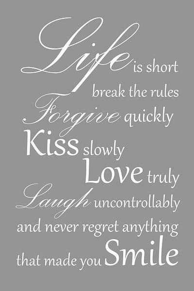 Life is short - Grijs - Inspirerende tekst van Sandra Hazes