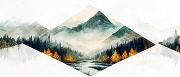 Berglandschap in de mist - Harmonisch van Poster Art Shop