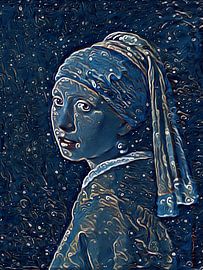 Fille rêvée avec une boucle d'oreille en perle de Johannes Vermeer sur Classics Remastered.nl