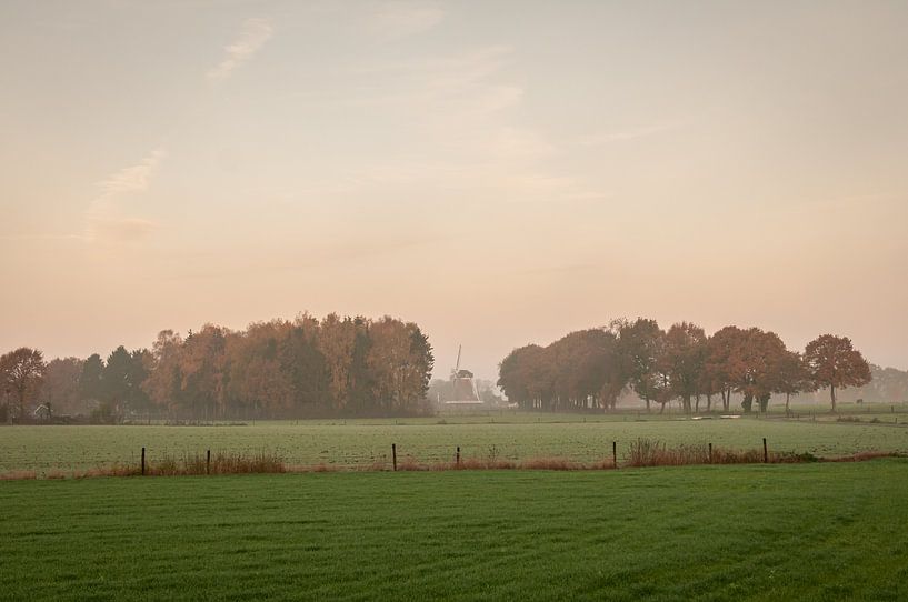 Nebliger Sonnenaufgang von Nancy van Verseveld