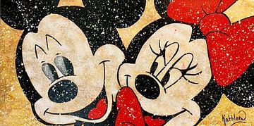 Mickey en Minnie Mouse "In Love". van Kathleen Artist Fine Art