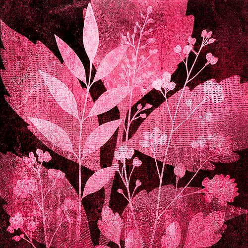 Art mixte botanique moderne (rose corail)