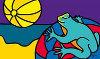 Frog with sun and beach ball