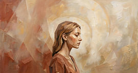 A warm portrait of a woman with golden accents