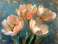 Weiße Tulpen | Flüstergold in Blau
