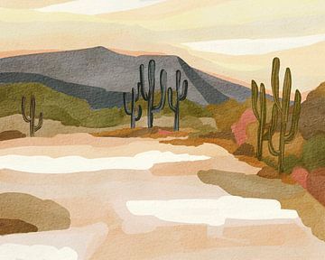 Colline rocheuse et cactus