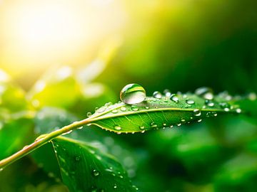 Raindrops on a leaf by Mustafa Kurnaz