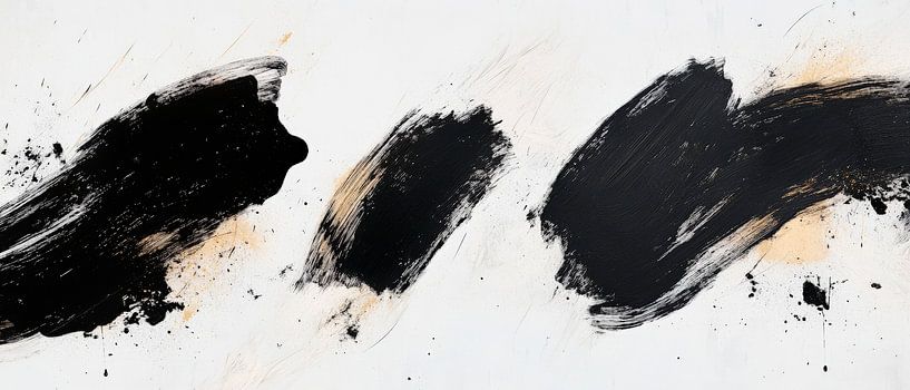 Schwarze Pinselstriche auf hellem Grund von Poster Art Shop