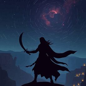 Klinge des Canyons – Kriegersilhouette am Abend von MIROKKU