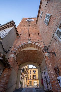 Toren met poort in Montechiaro d'Asti, Piemonte, Italië