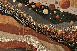 Sternenstrom, abstrakte Kunst in Erdtönen von Lina van Oers
