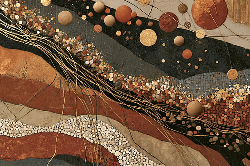 Stroom van sterren, abstracte kunst in aardetinten