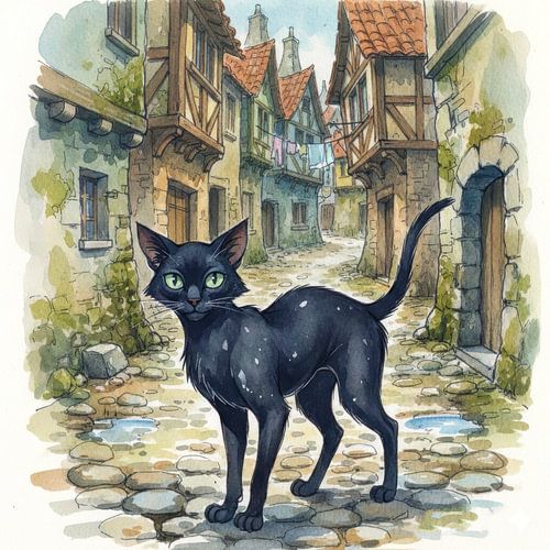 Zwarte straatkat
